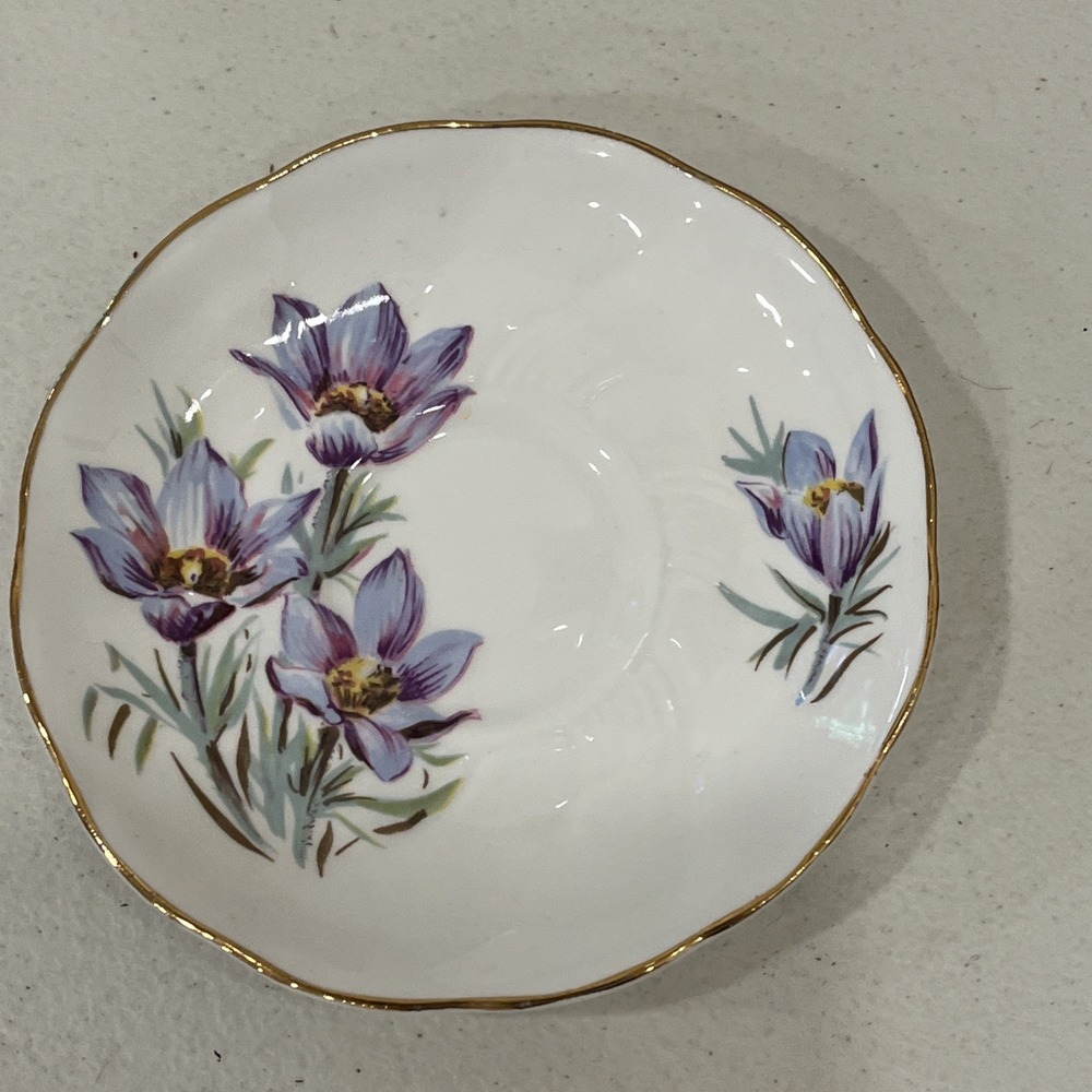 Royal Grafton Fine Bone China cup & saucer MANITOBA CROCUS c.1957+ Purple - Picture 3 of 8